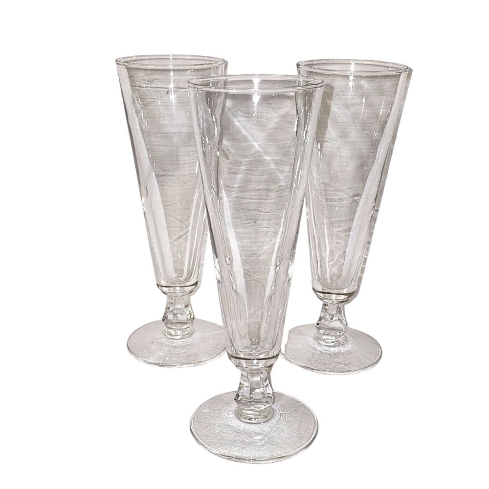 Set of 3 Vintage Tall‎ Beer Pilsner Glasses